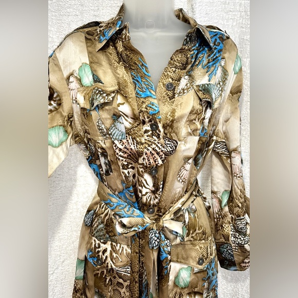 Gorgeous HTF Vintage Cache Shirt Dress NWT 8 M Beach Print Reef Seashell Animal - Picture 6 of 11